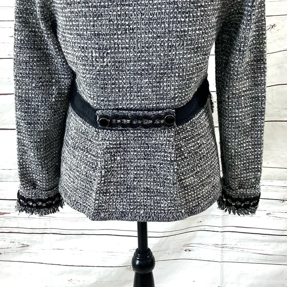 White House Black Market Jacket‎ Women’s Medium Black/White Full Zip Tweed.